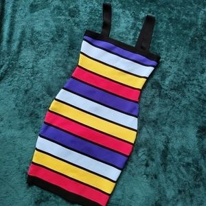 AKIRA Primary Bodycon Striped Dress Size S